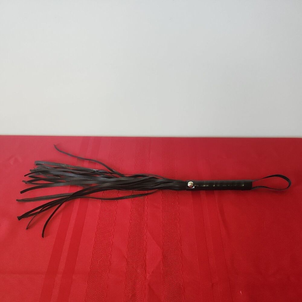 Black Leather Flogger Whip 18" Costume Prop Cosplay Accessory Halloween Clean